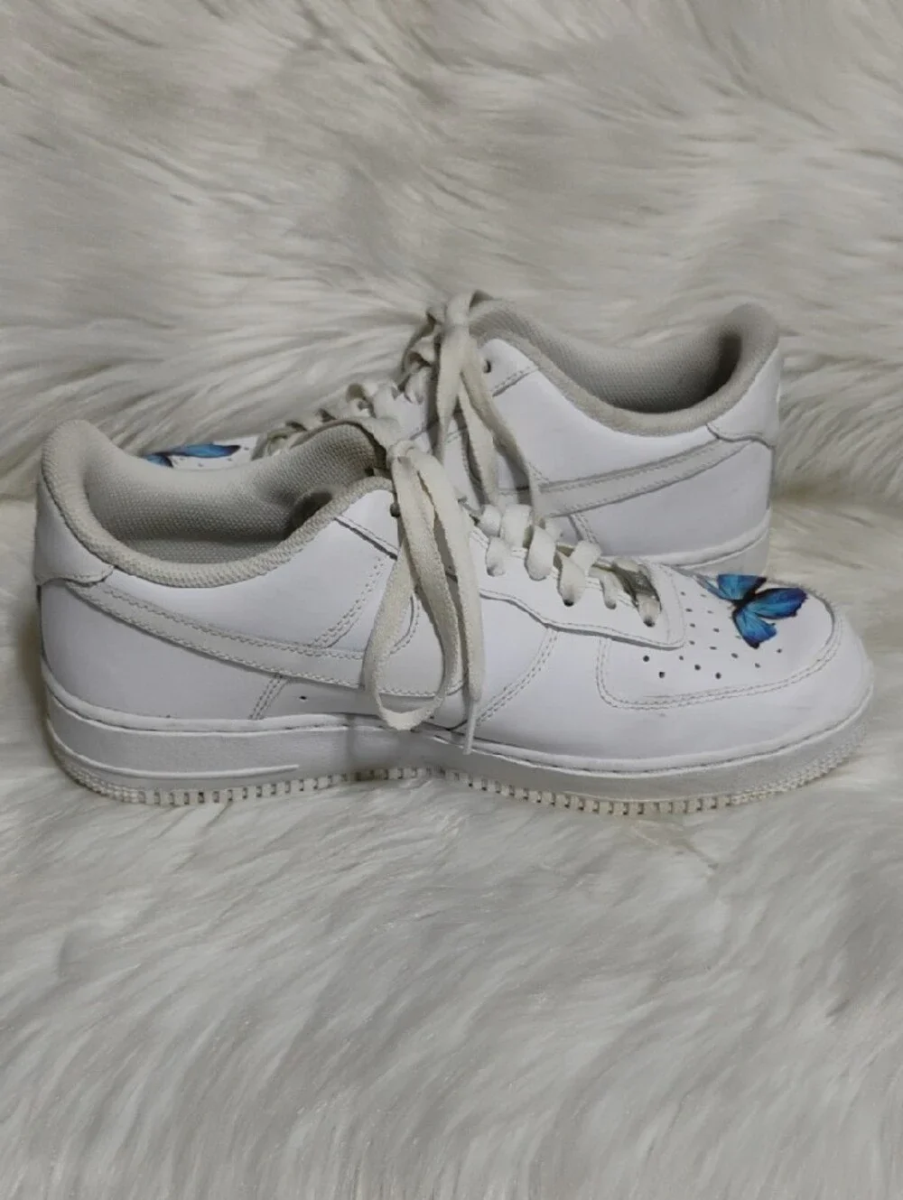 (C-64) Nike Air Force 1 Blue Butterfly Custom Design Sneakers - Picture 7 of 13